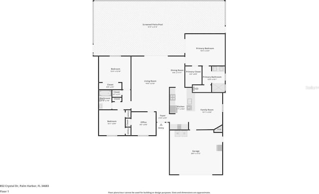 852 Crystal Dr, Palm Harbor, FL 34683 - view of floor plan / room layout