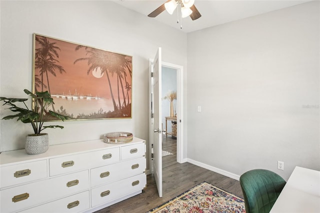 852 Crystal Dr, Palm Harbor, FL 34683 - office space with ceiling fan and dark wood-style flooring