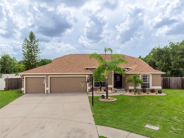 9702 Mary Robin Dr, Riverview, FL 33569 - view of front of property featuring an attached garage, concrete driveway, stucco siding, and a shingled roof
