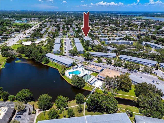 8584 111th St Unit 308, Seminole, FL 33772 - drone / aerial view of a large body of water and a pool