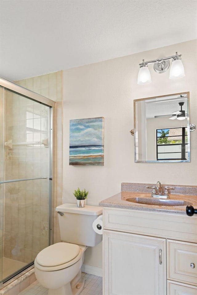 4530 Zack Dr, New Port Richey, FL 34653 - full bath featuring vanity, a shower stall, and tile patterned flooring