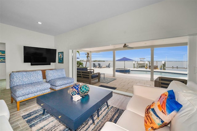 4381 Poinsettia Dr, St Pete Beach, FL 33706 - living area with wood finished floors and recessed lighting