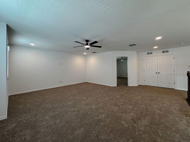 38120 Shale Stone Ct, Zephyrhills, FL 33540 - carpeted empty room featuring a ceiling fan, recessed lighting, and a textured ceiling