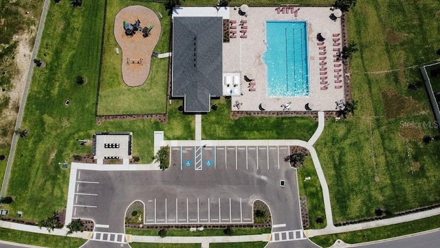 38120 Shale Stone Ct, Zephyrhills, FL 33540 - drone / aerial view of a pool