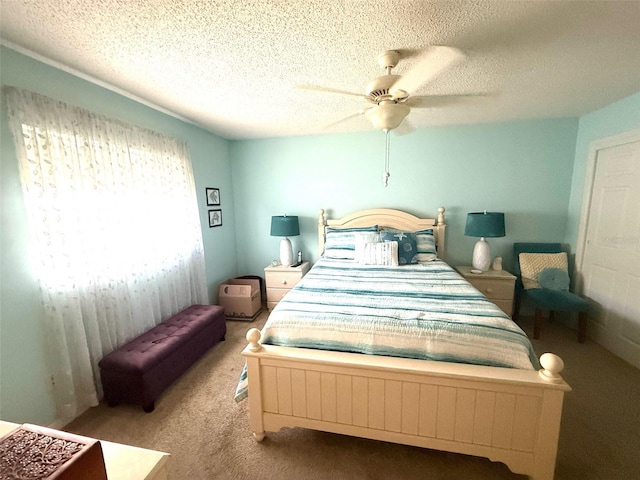 1814 Driftwood Cir S, Oldsmar, FL 34677 - carpeted bedroom with a ceiling fan and a textured ceiling