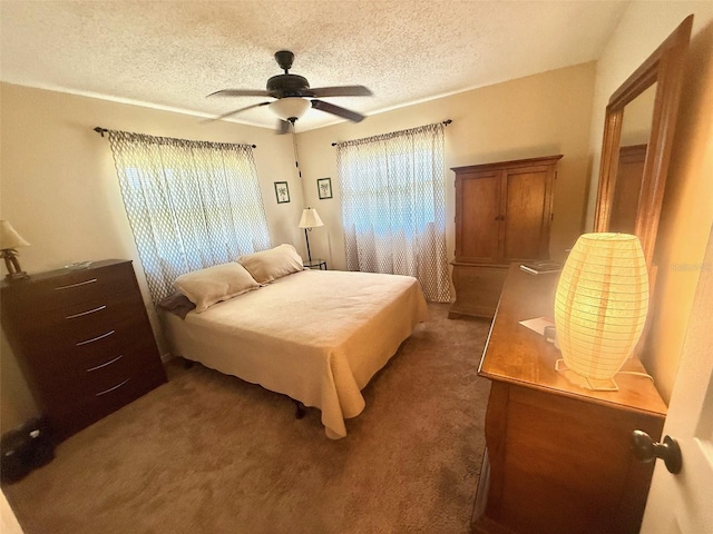 1814 Driftwood Cir S, Oldsmar, FL 34677 - carpeted bedroom with a textured ceiling and a ceiling fan