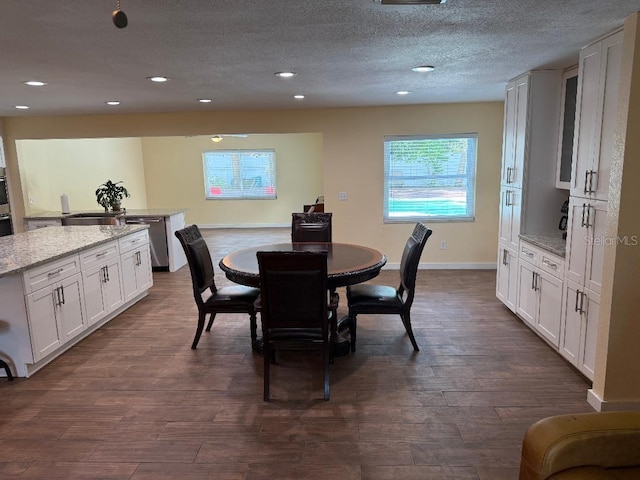 2005 Capri Rd, Valrico, FL 33594 - dining room with recessed lighting, a textured ceiling, and dark wood-style flooring