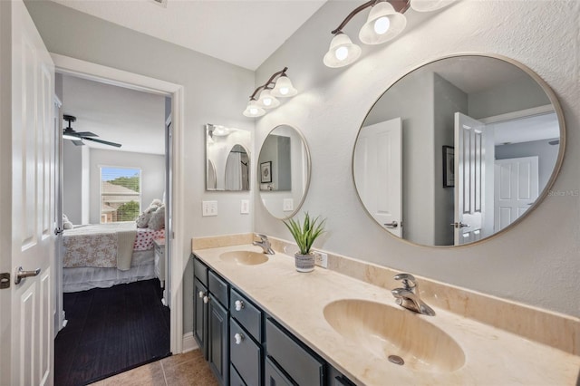 31646 Baymont Loop, Wesley Chapel, FL 33543 - full bathroom with ensuite bathroom, double vanity, tile patterned floors, and ceiling fan