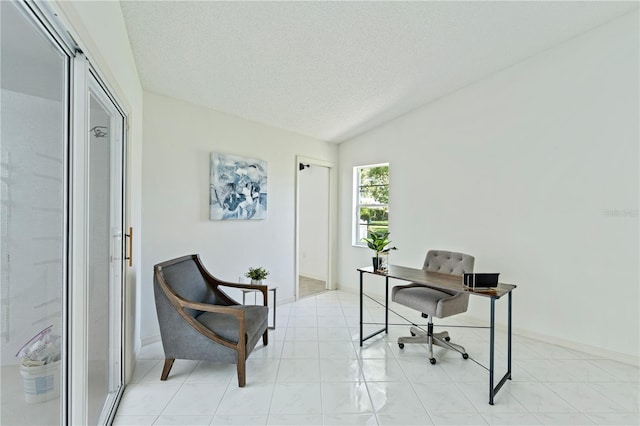 18561 Winding Oaks Blvd, Hudson, FL 34667 - office with lofted ceiling and a textured ceiling