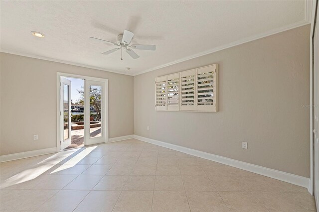 11225 4th St E, Treasure Island, FL 33706 - empty room featuring ornamental molding, ceiling fan, light tile patterned flooring, and recessed lighting