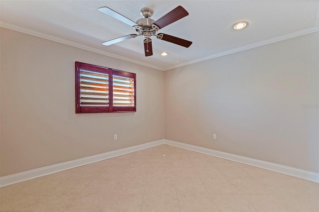 11225 4th St E, Treasure Island, FL 33706 - unfurnished room featuring crown molding, a ceiling fan, and recessed lighting