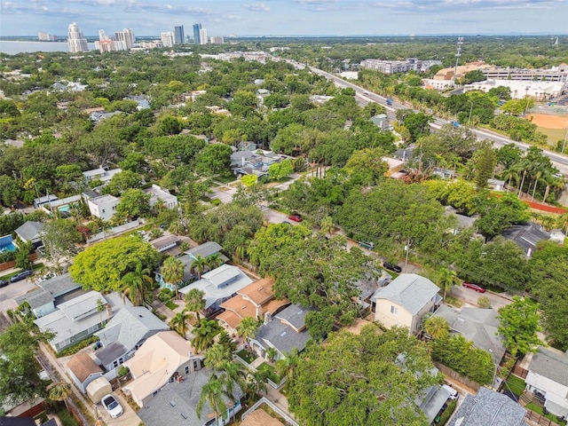 711 S Bungalow Ter, Tampa, FL 33606 - aerial overview of property's location with nearby urban area and a tree filled landscape