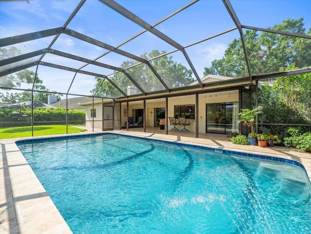 4209 Winding Willow Dr, Tampa, FL 33618 - outdoor pool featuring a patio and glass enclosure