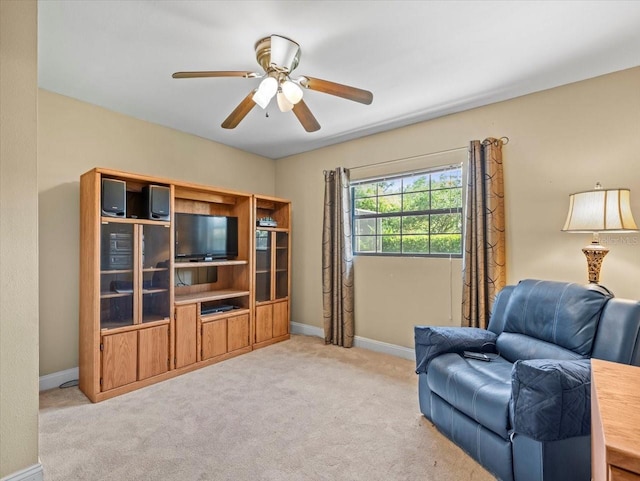 4209 Winding Willow Dr, Tampa, FL 33618 - living area featuring carpet flooring and a ceiling fan