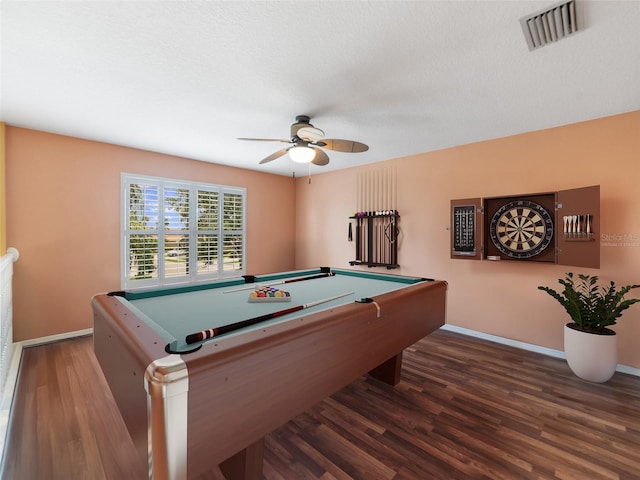 8222 Haven Harbour Way, Bradenton, FL 34212 - game room featuring wood finished floors, ceiling fan, and billiards table