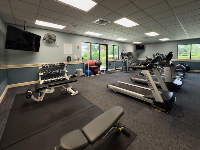 8222 Haven Harbour Way, Bradenton, FL 34212 - workout area with a drop ceiling and carpet floors