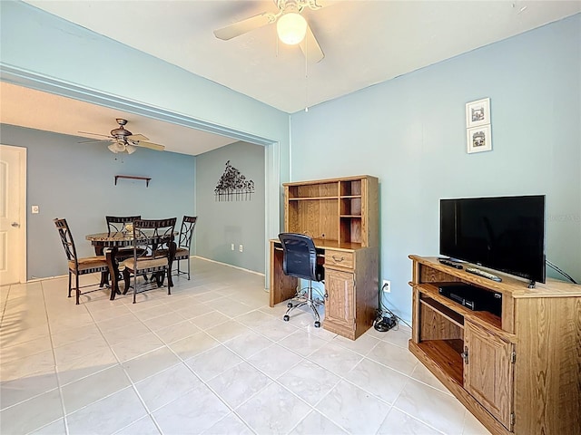 1102 Cara Dr, Largo, FL 33771 - office space with a ceiling fan and light tile patterned floors