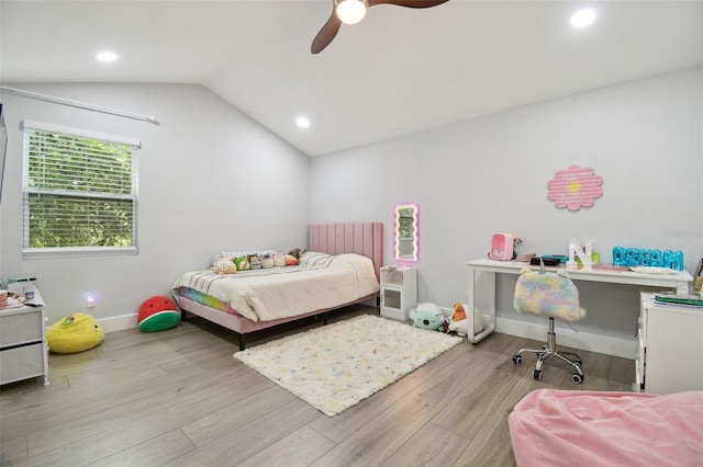 15722 Gardenside Ln, Tampa, FL 33624 - bedroom featuring wood finished floors, recessed lighting, lofted ceiling, ceiling fan, and radiator