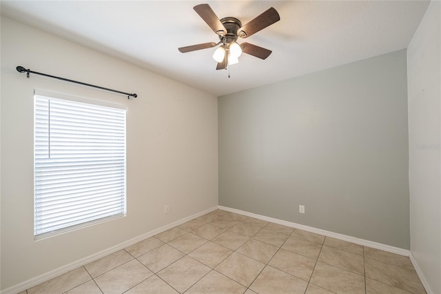 14524 Dunrobin Dr, Wimauma, FL 33598 - empty room with ceiling fan and light tile patterned floors