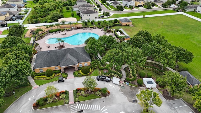 14524 Dunrobin Dr, Wimauma, FL 33598 - aerial perspective of suburban area featuring a pool area