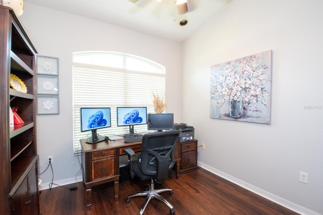916 Bunker View Dr, Apollo Beach, FL 33572 - office space with wood finished floors and a ceiling fan