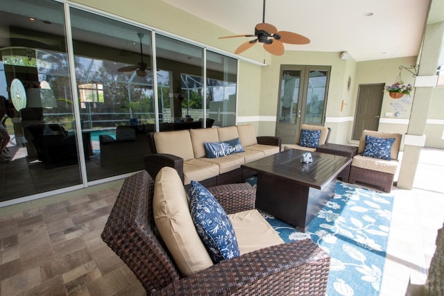 916 Bunker View Dr, Apollo Beach, FL 33572 - view of patio / terrace featuring ceiling fan and an outdoor hangout area
