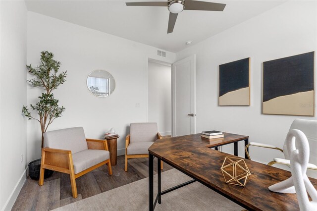 6210 64th Way N, Pinellas Park, FL 33781 - home office featuring wood finished floors and ceiling fan