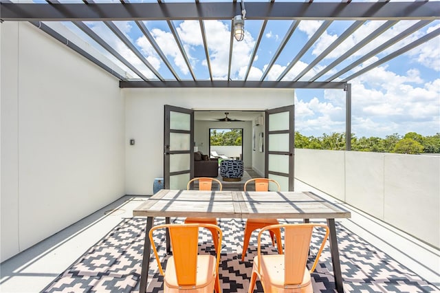 6210 64th Way N, Pinellas Park, FL 33781 - view of patio / terrace featuring a pergola, outdoor dining area, and ceiling fan