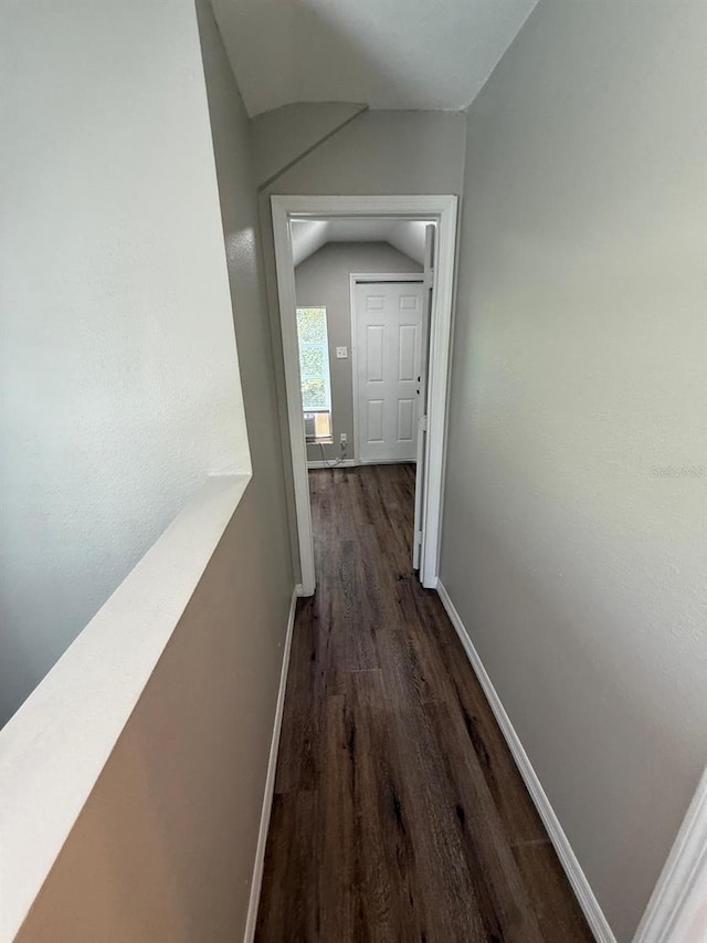 1512 7th St, Saint Cloud, FL 34769 - corridor with dark wood-style flooring and vaulted ceiling