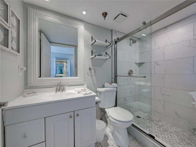 19440 Gulf Blvd Unit 301, Indian Rocks Beach, FL 33785 - bathroom with vanity, a stall shower, and recessed lighting