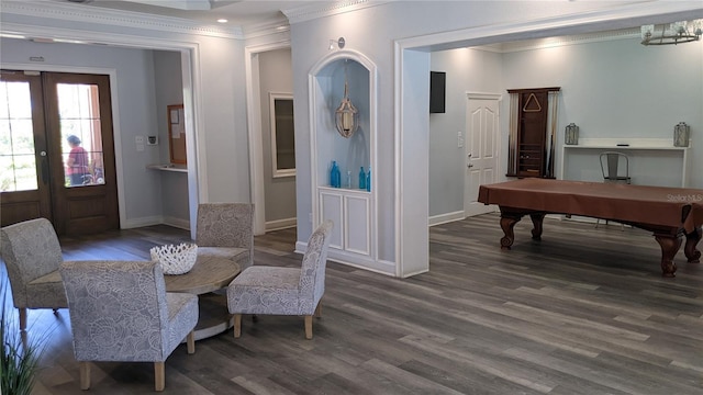 5000 Culbreath Key Way Unit 1-220, Tampa, FL 33611 - dining room featuring ornamental molding, wood finished floors, pool table, and french doors