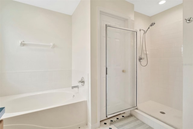 1734 Mapleleaf Blvd, Oldsmar, FL 34677 - full bath with a stall shower, a garden tub, and tile patterned flooring