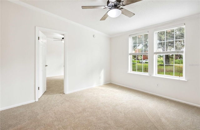 6728 Sutton Oaks Ln, Zephyrhills, FL 33541 - carpeted spare room featuring ceiling fan and crown molding