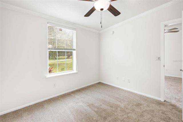 6728 Sutton Oaks Ln, Zephyrhills, FL 33541 - empty room with carpet flooring, crown molding, healthy amount of natural light, and a ceiling fan
