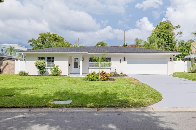 1723 Cypress Ave, Belleair, FL 33756 - ranch-style house with an attached garage, stucco siding, and driveway
