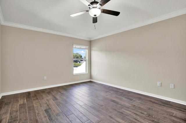 11309 Langworth Hill Ln, Riverview, FL 33579 - spare room featuring a ceiling fan, dark wood-style flooring, and crown molding