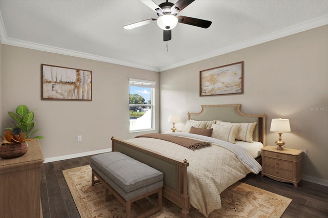 11309 Langworth Hill Ln, Riverview, FL 33579 - bedroom featuring ornamental molding, wood finished floors, and a ceiling fan