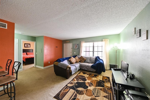 4015 My Lady Ln Unit 7, Land O Lakes, FL 34638 - living room with carpet, a textured ceiling, and a textured wall