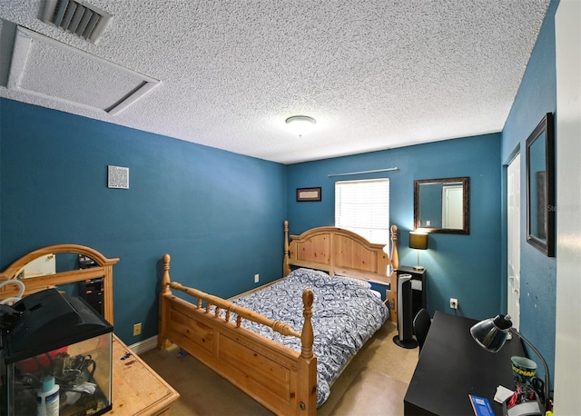 4015 My Lady Ln Unit 7, Land O Lakes, FL 34638 - carpeted bedroom with a textured ceiling and attic access
