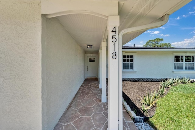 4518 Helena St NE, Saint Petersburg, FL 33703 - property entrance featuring stucco siding