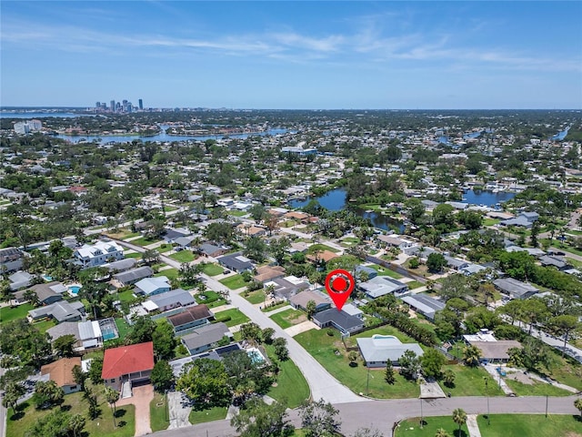 4518 Helena St NE, Saint Petersburg, FL 33703 - aerial view of property and surrounding area featuring nearby suburban area