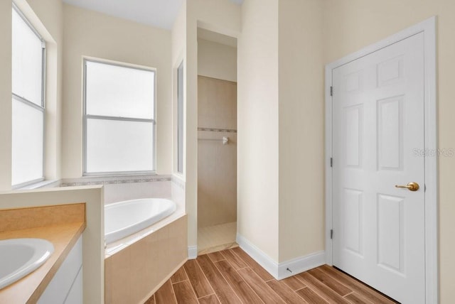 10510 Lithia Estates Dr, Lithia, FL 33547 - full bath featuring a bath, vanity, and wood finished floors