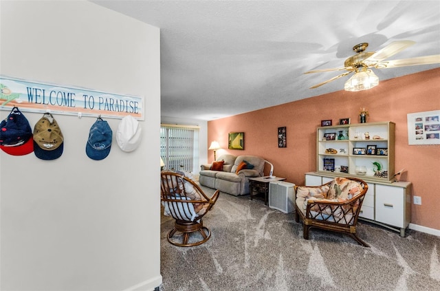 2700 Bayshore Blvd Unit 4106, Dunedin, FL 34698 - carpeted living room with a ceiling fan and baseboards
