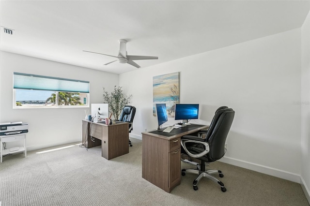 311 22nd St, Belleair Beach, FL 33786 - home office featuring a ceiling fan and light carpet