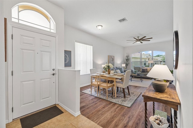 2537 Stanhope Dr, New Port Richey, FL 34655 - entryway with a ceiling fan and light tile patterned flooring