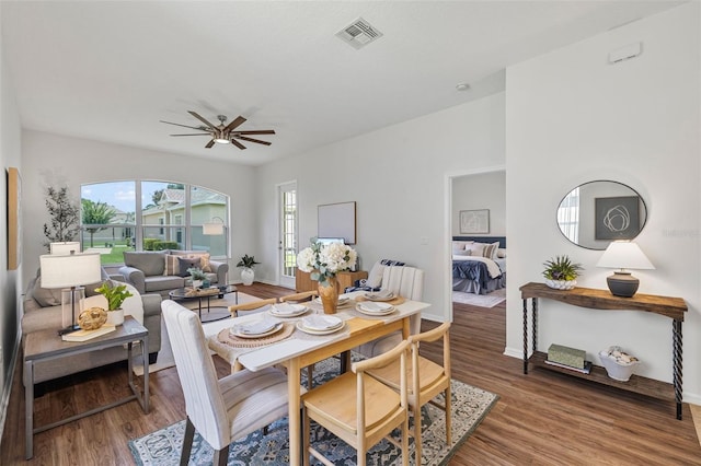 2537 Stanhope Dr, New Port Richey, FL 34655 - dining room with wood finished floors and ceiling fan