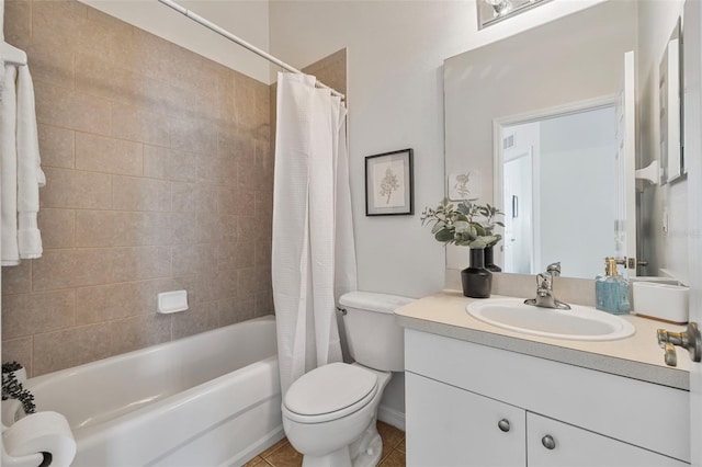 2537 Stanhope Dr, New Port Richey, FL 34655 - full bathroom with vanity, shower / bath combo, and tile patterned flooring