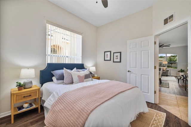 2537 Stanhope Dr, New Port Richey, FL 34655 - bedroom featuring dark wood-type flooring and a ceiling fan