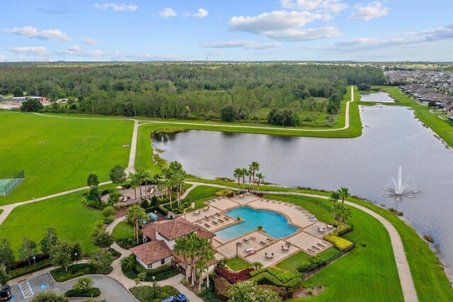 11714 Tetrafin Dr, Riverview, FL 33579 - drone / aerial view of a heavily wooded area and a nearby body of water