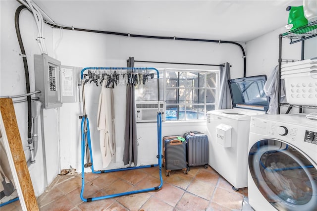 489 W Davis Blvd, Tampa, FL 33606 - washroom with washer and dryer, radiator, and electric panel